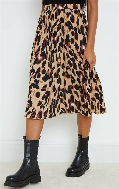 animal print pleated midi skirt.